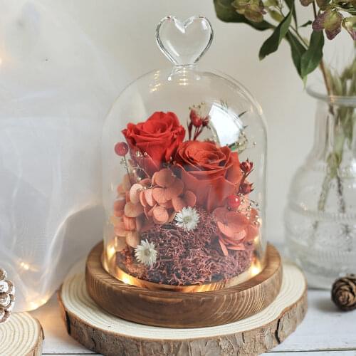 4sets/pack 10*15cm Small Size Heart Top Glass Dome Vase Home Decoration Antique Base Cover Wedding Friend Favor Gift