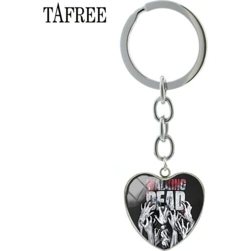 TAFREE The Walking Dead Hero Keychain Art picture Glass Cabochon Keyring Holder Key Pendant For Friend Gift QF182