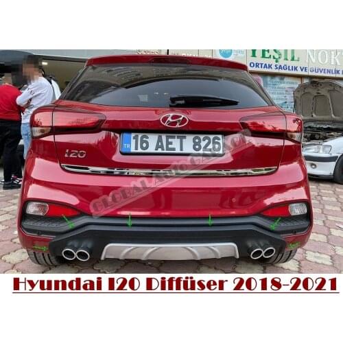 For Hyundai I20 Diffuser 2018 2019 2020 2021 Rear Bumper Extension Attachment Car Styling Auto Accessory Exhaust Sport Ornament