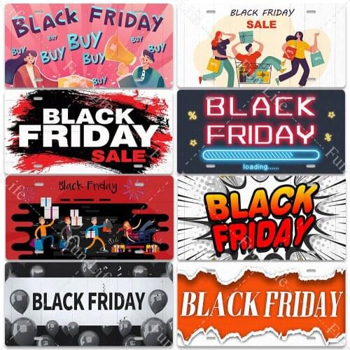 Black Friday Vintage Tin Sign Poster Store Market Club Promotions Wall Decoration Reminding Metal Painting Decor 15X30 CM