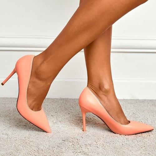 Women High Heels Luxury Female Office Pumps Point Toe Ladies Dress Party Designer Shoes Orange Purple 2021 Fashion New Big Size