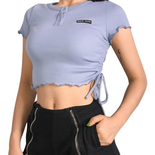 Women Tops Ladies Short Sleeve T-Shirt Casual Yoga Vest Buttom Neck Stretch Summer Sport Shirt Gym Women Crop Tops /2