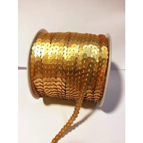 100 Yards 6mm Dull Gold Sequins Trim, Sold Per Packet of 1 Roll(100 Yards) Dull Color Sequin Ribbon Spangles