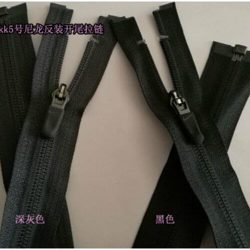 10 PCS/LOT YKK ZIPPER BLACK WITH LEATHER SLIDER OPEN END FOR JACKET SEWING ACCESSORIES