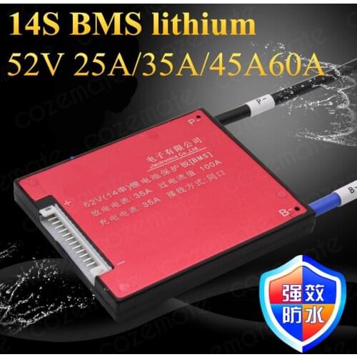 14S BMS 52v Lithium 14s 25A 35A 45A 60A Discharge Battery Pack 48v 13s Bms Protection for Scooter Motor Power Tools Ebike Pack