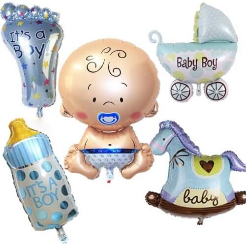 5pcs/Set Baby Shower Boys Girls Party Decorations Foil Balloons Stroller Feeding Bottle Helium Balls Birthday Party Supplies