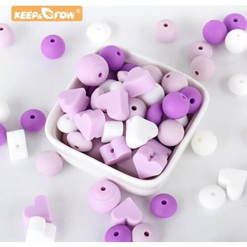 50pcs Silicone Loose Beads Sets Spiral Star Lentil Shaped Beads DIY Accessories Necklace Baby Teething Beads Safe Toys BPA Free