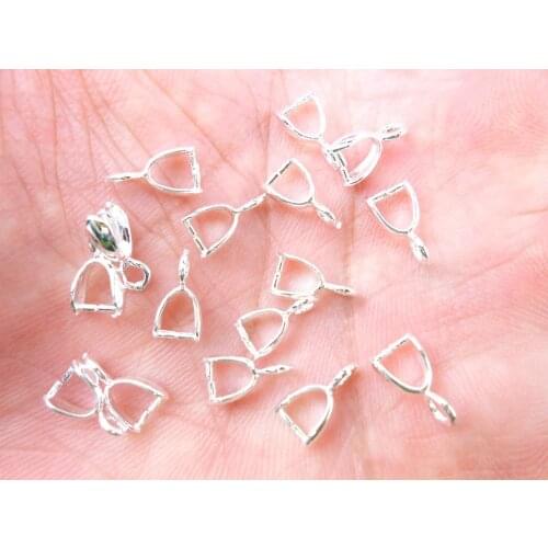Free Shipping 50PCS wholesale 925 silver full of jewelry results bail connector with clip clip pendant linker