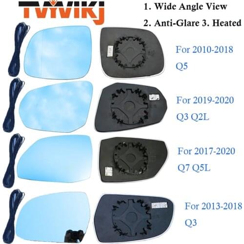 TVYVIKJ Side Rearview Mirror Blue Glass Lens For Audi Q5 Q7 Q5L Q3 Q2L 2010-2020 Wide Angle View anti glare door mirror Wing
