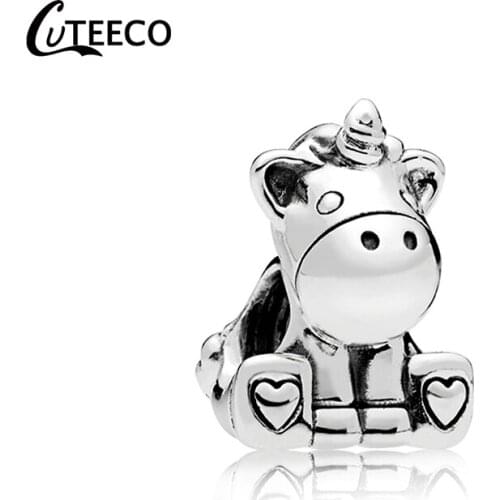 CUTEECO Cute Unicorn Animal DIY Alloy Series Beads Fit Brand Charm Bracelet For Women Jewelry Accessories Wholesale