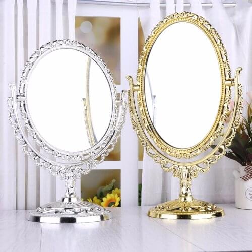 2 Sides Makeup Mirror Stand Table Cosmetic Mirror Plastic Dresser Mirrors Tools Ellipse /Circular Shape