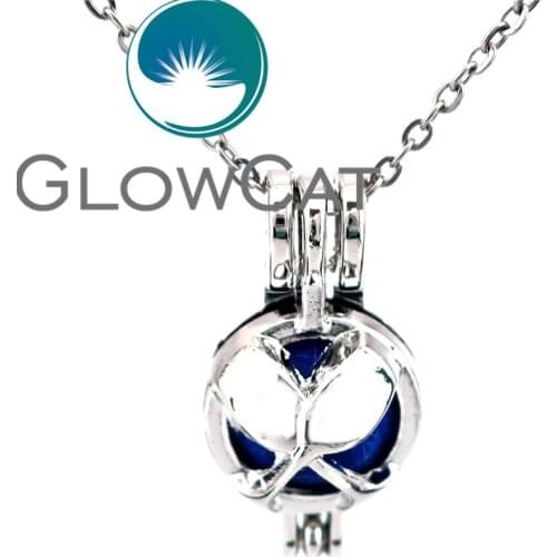 KK618 Round Cheers Wine Cups Flower Beads Cage Essential Oil Diffuser Aromatherapy Pearl Cage Locket Necklace Women Girl Gift