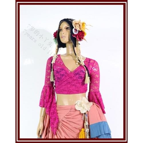 Lace Belly Dance Top Flamenco Korea 5Taper Flare Blouse DI89-94