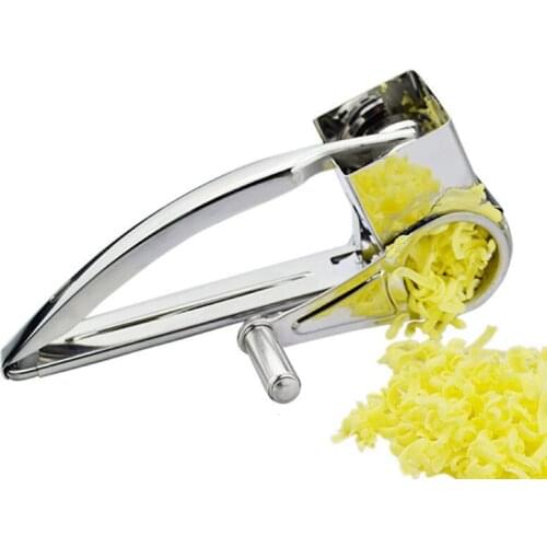 Kitchen Artifact 4 Drums Blades Rotary Cheese Grater Rotory with Container Stainless Steel Hand-Crank Rotary Shredder