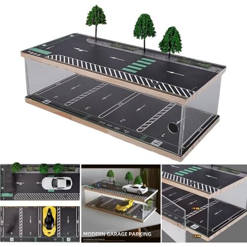 1/32 Mini Parking Lot Car Parking Model w/ Dustproof Cover for Diecast Model