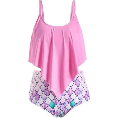 Fashion Women Summer Swim Suit Split Two Piece Push Up Tankini Sets Plus Size 3XL Beachwear Swimsuit Beach Brazilian Bikini