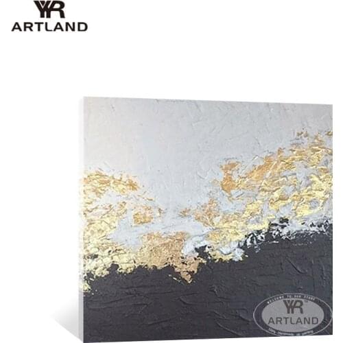 Nordic style Handmade acrylic oil painting on canvas abstarct gold and black landscape wall art picture for living room bedrom