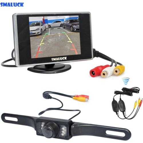 SMALUCK Wireless 3.5" TFT LCD Car Monitor Rear View Kit Reversing IR LED Car Camera Parking Assistance System