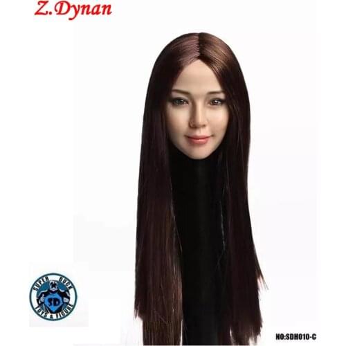 SUPER DUCK SDH010 Head Sculpt 1/6 Scale Asian Female Head Carving with Hair for 12in Tbleague Phicen JIAOUL Doll Toy