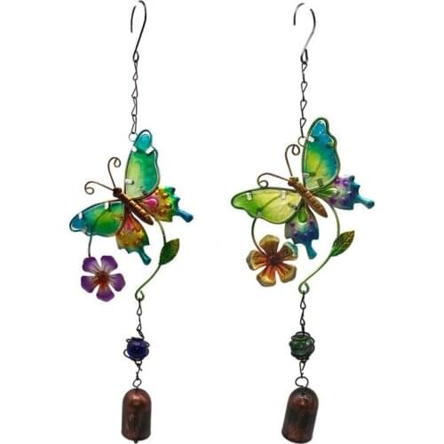 Butterfly Wind Chimes Glass Painted Metal Iron Crafts Gifts Outdoor Ornaments Home Windowsill Garden Decoration Ornaments New