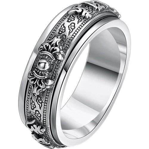 Rotatable Vajra Pure Bague En Argent 925 Sterling Silver Mantra Cloud Gift Women Men Ring Jewelry 2021 Designer Veritable R57