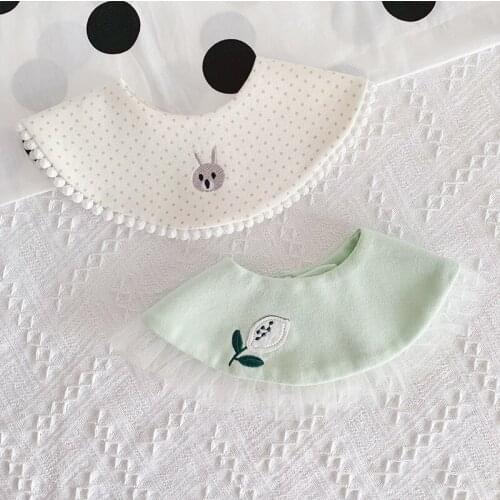 INS Japanese Baby Cotton Bib Waterproof Feeding Apron Cute Baby Products Lace Lemon Embroidery Accessories Newborn Child