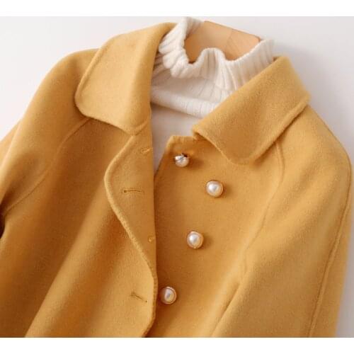Coat Double-sided Long 100% Wool Jacket Korean Elegant Coats and Jackets Women Manteau Femme 1277 KJ4200