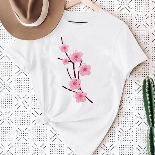 Women Flower Floral Watercolor New Casual Short Sleeve Graphic Summer Fashion Print Female Clothes Tops Tees Tshirt T-Shirt