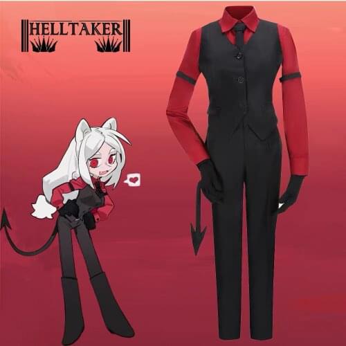 Anime Helltaker Cerberus The CEO of Hell Red Shirt Uniform Girls Full Set S-XXL Cosplay Costume Halloween Women Free Shipping