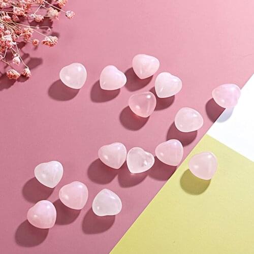 Pack of 10 Love Puffy Heart Shaped Stone Love Healing Crystal Gemstone Natural Quartz Crystals Gift Home Decorations