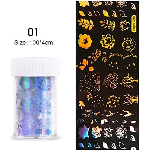 10 Styles 4*100CM Multi-element Leaf Punk Smiley Graffiti Nail Art Foil Transfer Glitter Stickers Nail Stickers Tool Nails Art