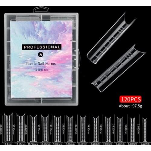 120PCS/Case Nail Extension Gel Dual Forms Nail Builder Extension Gel Nail Mold Clear Full Cover False Nail