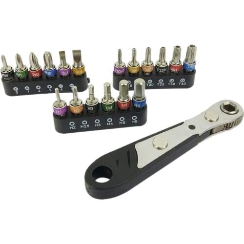 19Pc 1/4 Ratchet Wrench Screwdriver Set Small Fly Screwdriver Combination Manual Wrench Set