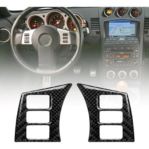 2Pcs Steering Wheel Button Frame Trim Self-adhesive Waterproof Carbon Fiber Car Steering Wheel Button Frame Sticker for Nissan 3