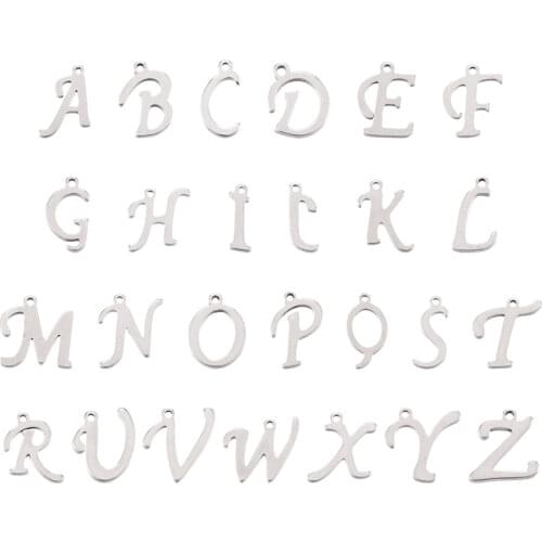 26pcs/set Stainless Steel A~Z Letter Charms Alphabet Charm Pendants for DIY Bracelet Necklace Earring Jewelry Making Accessories