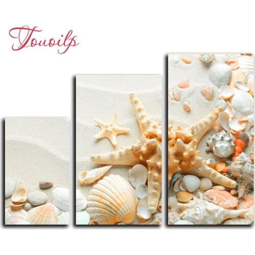 3pcs,Full,square&round Diamond Embroidery,Beach starfish Diamond Painting,Cross Stitch,3D,Diamond Mosaic,diamond pattern,Crafts