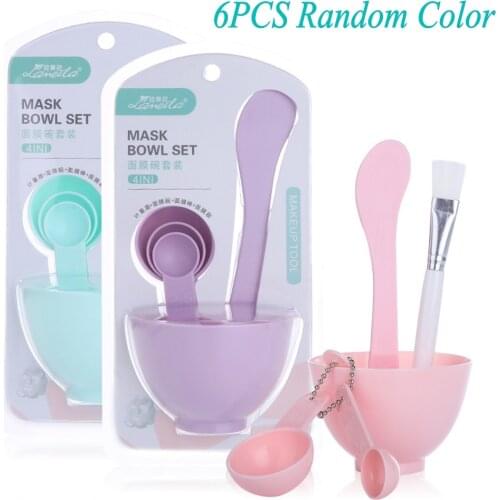 6pcs DIY Mask Bowl Mixing Brush Makeup Tool Set 4 In1 Beauty Skin Care with Brush Mixed Stir Spatula Stick Measuring Spoon Kit