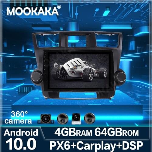 2 Din Stereo Receiver Car Radio Head Unit Audio For Toyota Highlander 2009-2013 Android10.0 Car Navigator Multimedia Player ISP