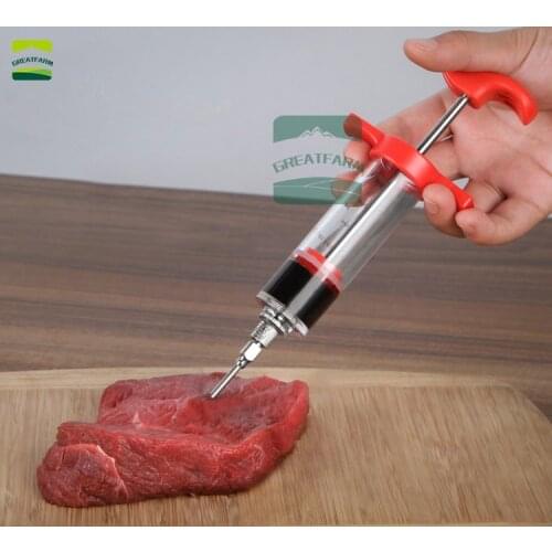 BBQ Hoomall Stainless Steel Needles Spice Syringe Marinade Injector Flavor Syringe Cooking Meat Poultry Turkey Chicken 12 pieces