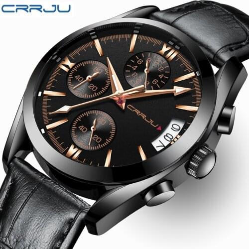 CRRJU Top Luxury Brand Chronograph Quartz Watch Men Fashion Casual Luminous Waterproof Sport Clock Relogio Feminino