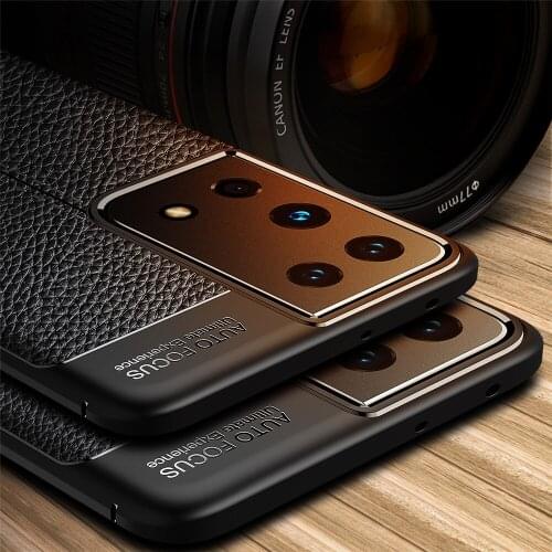 Leather Texture Phone Case For Samsung Galaxy S21 Ultra Case S21 Plus Note20 Ultra Soft Silicone Carbon Fiber Phone Back Cover