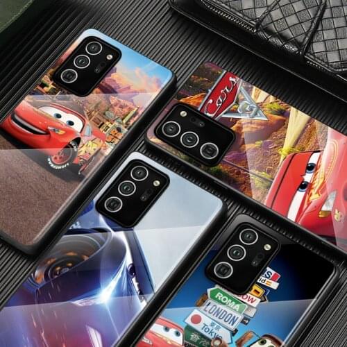 Tempered Glass Cover Cars Lightning McQueen For Samsung Galaxy S21 S20 FE Ultra S8 S9 S10 S10e Lite Plus 5G Phone Case
