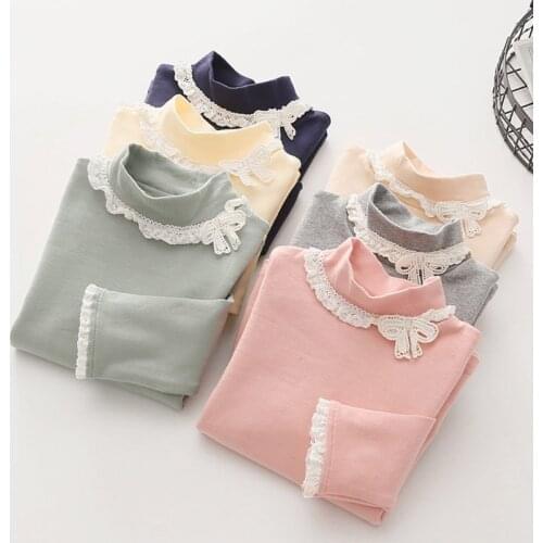 Baby Long Sleeve T shirt 2021 spring New Childrens Clothing Toddler Kids Princess Bowtie Basic Blouse 3 5 7 10 Years Girls Tops