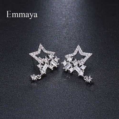 Emmaya Brand Fashion Charm AAA Cubic Zircon Originality Two Tone Star Jewelry Earrings For Woman Elegance Wedding Party Gift