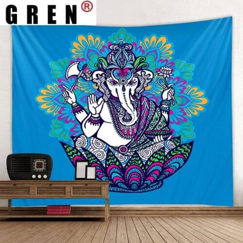 GREN Home Decor Elephant Mandala Tapestry Wall Hanging Wall Covering Rugs Mural Background Cloth Beach Towel Fabric Yoga Blanket