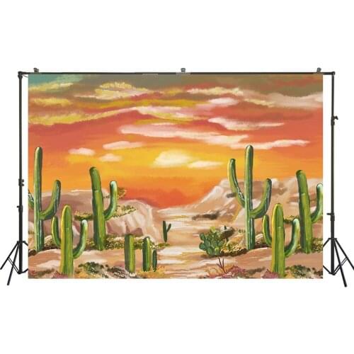 HUAYI Photography Backdrops Watercolor Painted Sunset cactus Newborns Studio Child Baby Photo Booth Background Props W-3484