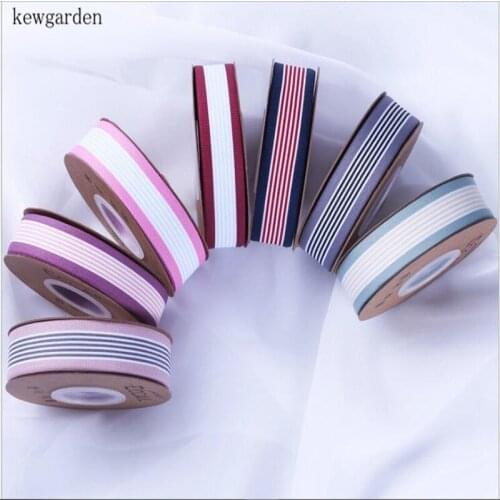 Kewgarden 40mm 25mm Stripe Knitting Satin Ribbons Handmade tape DIY Bowknot Ribbon Garment Accessories Packing Riband 10 Yards