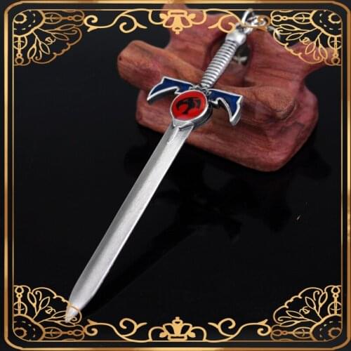 Classic Cartoon Hot Thundercats Logo Sword Metal Keychain Pendant Key Chain Chaveiro Key Ring Click Start -Tree Race-Choice