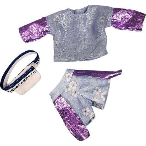 Fortune Days 30cm 1/6 bjd cool fluorescent purple shirt with sports bag