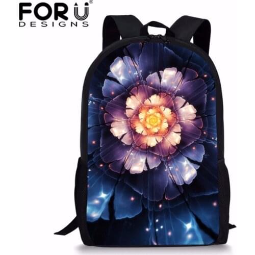 FORUDESIGNS Beautiful Floral Style School Bag for Yong Girls Colorful High School Kids Bookbag Light Schoolbag Polyester Fabric